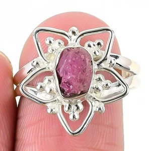 Anillo de mujer declaración plata maciza piedras preciosas turmalina rosa venta día de las hermanas EE. UU. 8 - Imagen 1 de 7