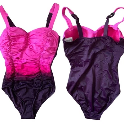 NUEVO AQUA GREEN Ombre Med Shapewear Control Traje de Baño de Una Pieza 6 Cobertura Completa Foto 1 de 4