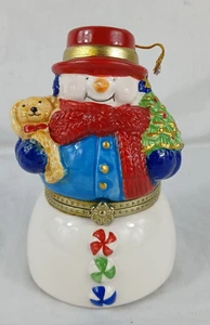 Mr. Christmas Music Box Animato Porcellana Pupazzo di Neve con Pattinatori Alto 5” FUNZIONANTE - Foto 1 di 6