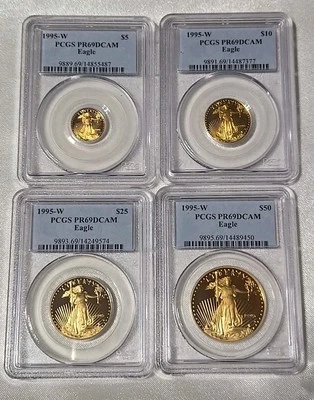 1995 W 4 PC (1.85 OZ) PROOF GOLD EAGLE SET PCGS PR69 DCAM - Image 1 of 2