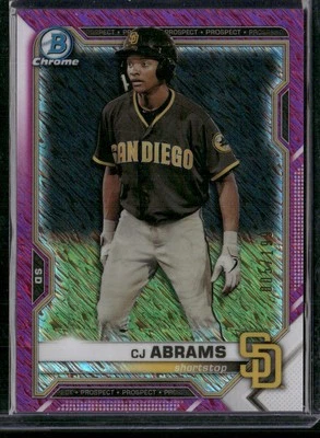 2021 Bowman Chrome #BCP-227 CJ Abrams Prospects Fuchsia Shimmer Refractor #/199 - Image 1 of 2