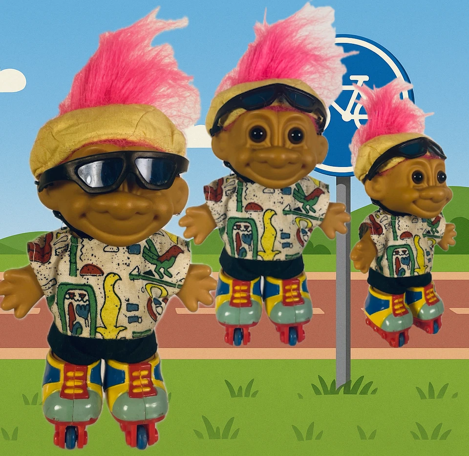 Muñeca Russ Troll Vintage Años 90 - Genial Patinador con Gafas Foto 1 de 4