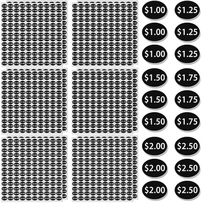 HINZIC 1560pcs Vending Machine Price Labels, 12 Sheets Snack Black