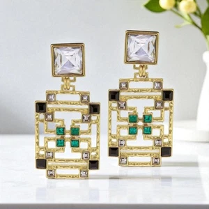 Heidi Daus "A-Mazing" Crystal Drop Earrings-Clip on-NWT - Picture 1 of 2
