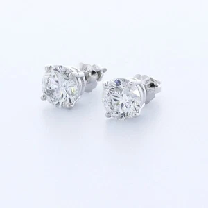 1.5 CT LAB-CREATED DIAMONDS E/VS2 ROUND CUT 14K WHITE GOLD 4-PRONG CLASSIC STUDS - Picture 1 of 3
