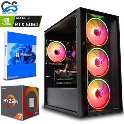 RTX Gaming PC AMD Ryzen 7 5700X 32GB DDR4 8GB RTX 5060 1TB M.2 Windows 11 Wi-Fi - Image 1 of 4