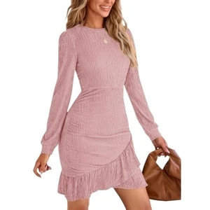 PrettyGarden Bodycon-Minikleid mit Rüschen und Langarm Größe XLarge - Bild 1 von 12