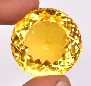 Large Yellow Citrine 15.55 Ct. Round Cut AAA+ Loose Gemstone for Ring & Pendant - Picture 1 of 8