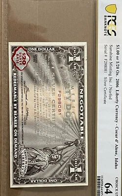 1/20 Oz Silver Liberty Currency  Coeur D Alene , Idaho 2006 RARE - Image 1 of 4