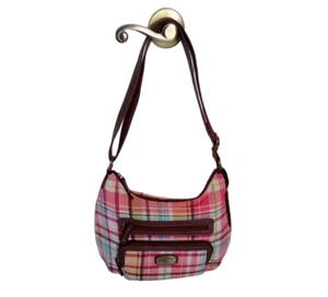 Crossbody Handbag Treviso Plaid Design Hobo Purse - NEW - Picture 1 of 6