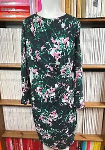 Whistles Ladies 10 Dress Cocktail Pencil Silk Floral Print Ruched Full Zip Back - Picture 1 of 12