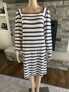 Vestido para mujer LOFT manga larga cuello cuadrado rayas talla grande *** - Imagen 1 de 8