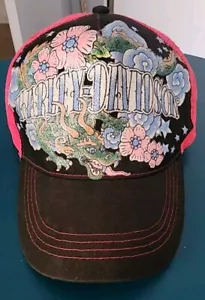 Harley-Davidson Niñas Brillo Dragón Béisbol Camionero Sombrero Rosa y Negro - Imagen 1 de 8