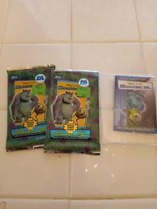 2001 Topps Monster Ink Cards Sealed two packs And Monster Ink Pin - Picture 1 of 3