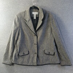 Sag Harbor Pant Suit Women 16 Gray Black Trim Tweed Business Interview Office - Picture 1 of 20