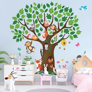 Pegatinas de pared Decowall SG-2211 árbol gigante y animales para niños dormitorio sala de juegos - Imagen 1 de 7