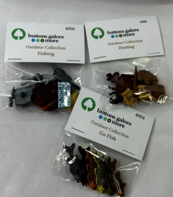 Buttons Galore Craft & Sewing Buttons  3 Packs 18+ Buttons -FISH,HUNTING,FISHING - Image 1 of 4