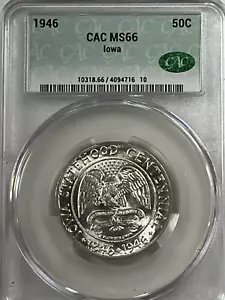 1946 Iowa Commemorative Silver Half Dollar : CAC MS66 - Picture 1 of 4