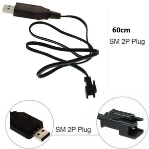 1-2Pcs SM-2P Plug USB Battery Charging Charger Cable 7.2V 250mA Ni-Cd/MH RC Toys