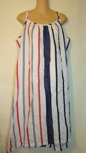 NEW Tommy Bahama AMALIA Red White Blue Stripe LINEN Sundress July 4th LARGE D123 - Picture 1 of 9