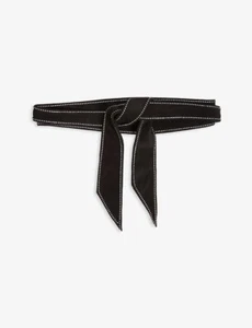 Maje “Amel” suede tie belt in black with diamante trim OSFM BNWT - Picture 1 of 10
