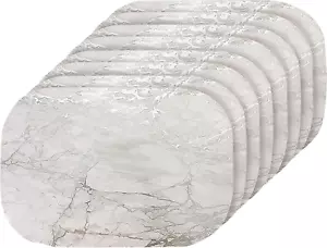Silver Marble Oval Cork Placemats - Heat Resistant Placemats, Non-Slip, Easy Cle - Picture 1 of 12
