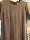 DRESS SIZE 14 M+S BROWN MIX LINED A-LINE SHORT SLEEVE 27 INS LONG
