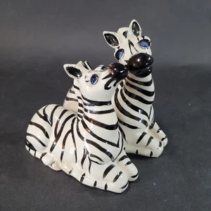 Zebra Salz Pfeffer Set Sammlerstück Deko Lynda Corneille Blue Sky Tonarbeiten - Bild 1 von 10