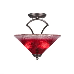 Toltec Zilo Semi Flush, 2 Bulbs, Graphite, 12" Raspberry Crystal - 563-GP-706 - Picture 1 of 1