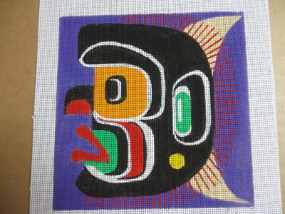 Máscara india bailarina luna lona punta aguja pintada a mano Leigh 18 malla Foto 1 de 2