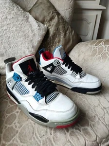 Nike Air Jordan 4 Retro What The CI1184-146 Blue Red Mens Sneakers-UK 7.5 US 8.5 - Picture 1 of 6