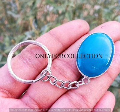 Llavero Reiki chakra ovalado 1 pieza chakra enchapado en plata de ley 925 con bandas azules Foto 1 de 3