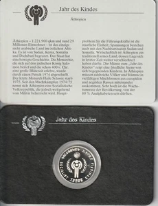 MDS ÄTHIOPIEN ETHIOPIA 20 BIRR 1980 PP / PROOF "JAHR DES KINDES", SILBER - Picture 1 of 2