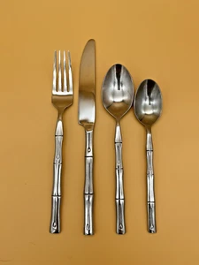 Hampton Silversmith Bamboo Stainless Flatware 4 Piece Place Setting - Picture 1 of 7