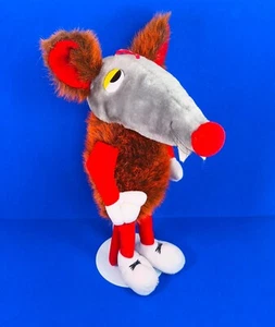 ZONK Maus Magomora Plüsch braun rot grau 80er Jahre 38 cm Vintage Stoff SELTEN - Bild 1 von 4