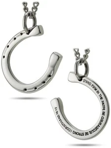 Women's Stainless Steel Horseshoe Necklace-1 Corinthians 16:13 - Picture 1 of 4