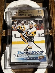 2016-17 Upper Deck UD Canvas Young Guns Jake Guentzel BGS 10 PRISTINE Rookie RC - Picture 1 of 2