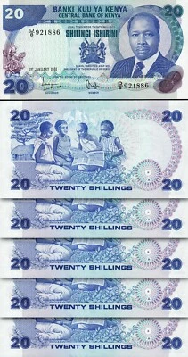 Kenya 20 Shillings,1 Jan 1981, UNC-, Consecutive 5 Pcs Lot, P-21a, Prefix D 8 - Image 1 of 4