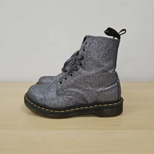 Dr Martens 1460 Pascal Grey Silver Glitter Ankle Sparkly Disco Party Boots Uk 4 - Picture 1 of 9