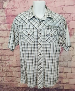 Franky Max Plaid Elite Mens Button Down Western Style Shirt Rockabilly XL- EUC - Picture 1 of 7