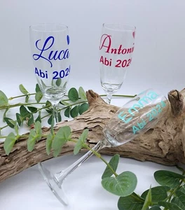 Aufkleber f. (Sekt-) Gläser Wunschname Abi 2025 Abitur Geschenk Glas Deko - Bild 1 von 8