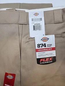 Dickies Pants Mens Size 42X30 Original Fit 874 Khaki Beige Work Pants New NWT - Picture 1 of 4