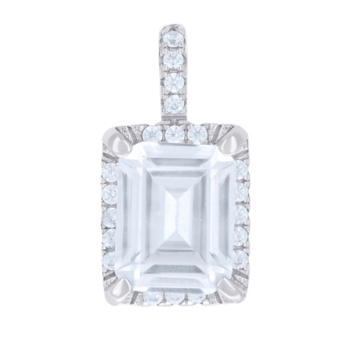 VETEMENTS Ciondolo Halo Ciondolo Donna Argento Sterling 925 Rotondo & Smeraldo Zirconia Rettangolare