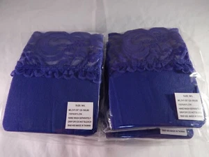 Sexy blaue Overknee-Strümpfe mit Blumenspitze 6 Paar passt Medium & Large - Bild 1 von 5