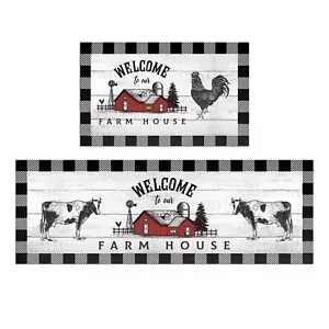 Farmhouse Standing Kitchen Mat Set of 2 Non Slip Thick Kitchen Rugs and Mats ... - Picture 1 of 7