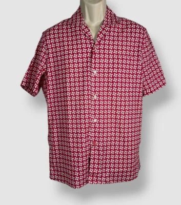 Camisa de campamento de algodón con estampado de molinete rojo Isaia para hombre talla 15,5/39 Foto 1 de 3