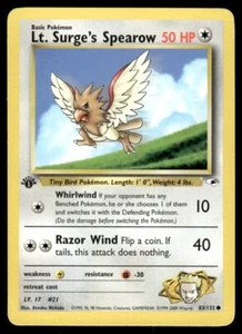Pokemon Tcg WOTC NM Lt. Surge's Spearow [1st Edition] #83 Gym Heroes - Picture 1 of 2