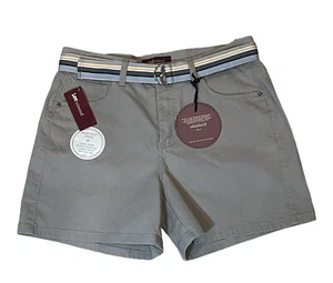 Lee hohe Shorts Leibhöhe beige Bermuda Gürtel genietet Damengröße 12 L neu mit Etikett 32" - Bild 1 von 12