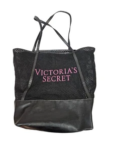 Borsa da spiaggia Victoria's Secret in rete nera extra large - Foto 1 di 8