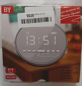 BY 2280 LED Mirror HD Wireless Speaker FM Radio Alarm Clock (TF Card is Missing) - Picture 1 of 6